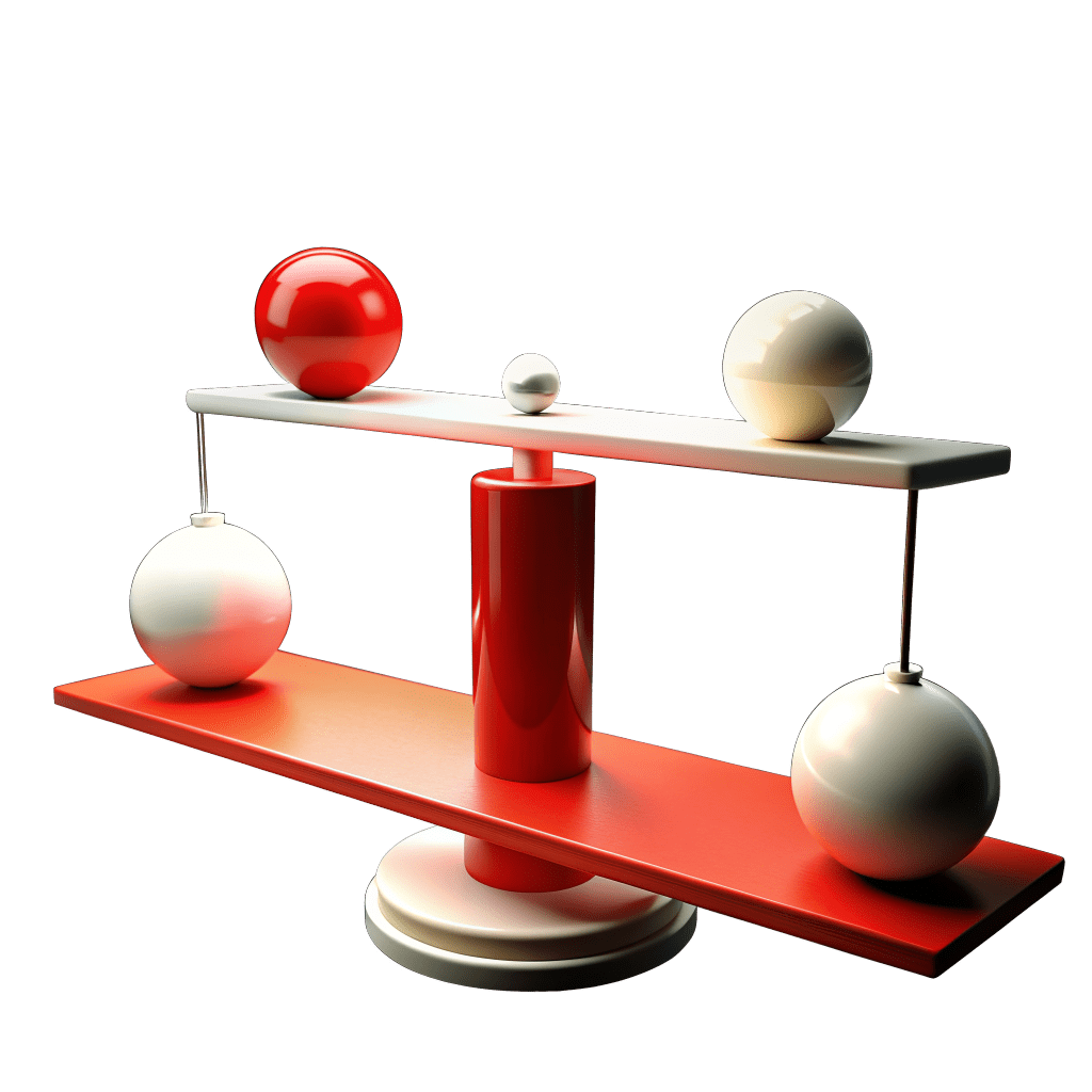 Illustration d'une balance montrant l'équilibre qu'apporte le print