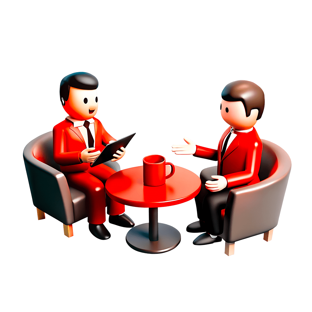 Illustration de deux personnes discutant d'un futur projet