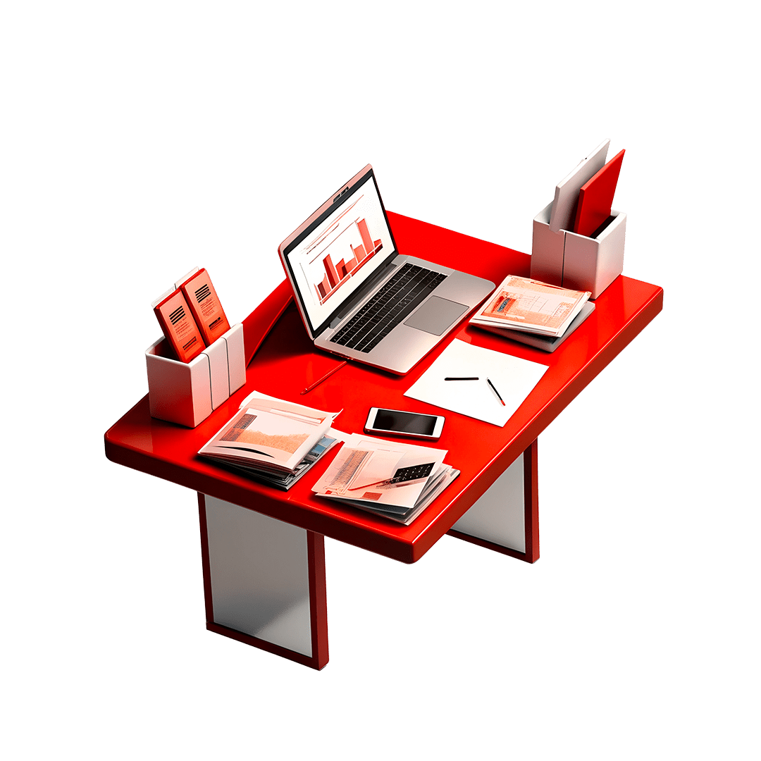 Illustration d'un bureau avec un ordinateur et des documents
